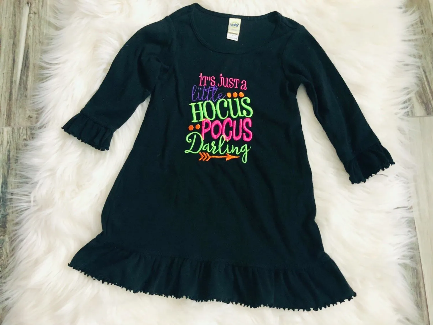 It's Just a Little Hocus Pocus Darling Embroidered Ruffle Dress