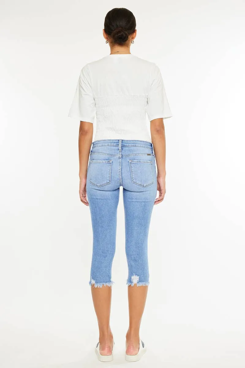 KanCan med blue frayed Capri Jean
