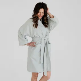 Kimono Plush Spa Robe - Sage/Ivory