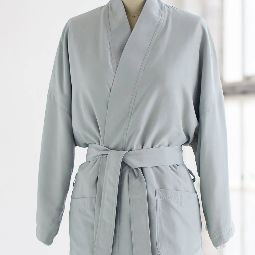 Kimono Plush Spa Robe - Sage/Ivory