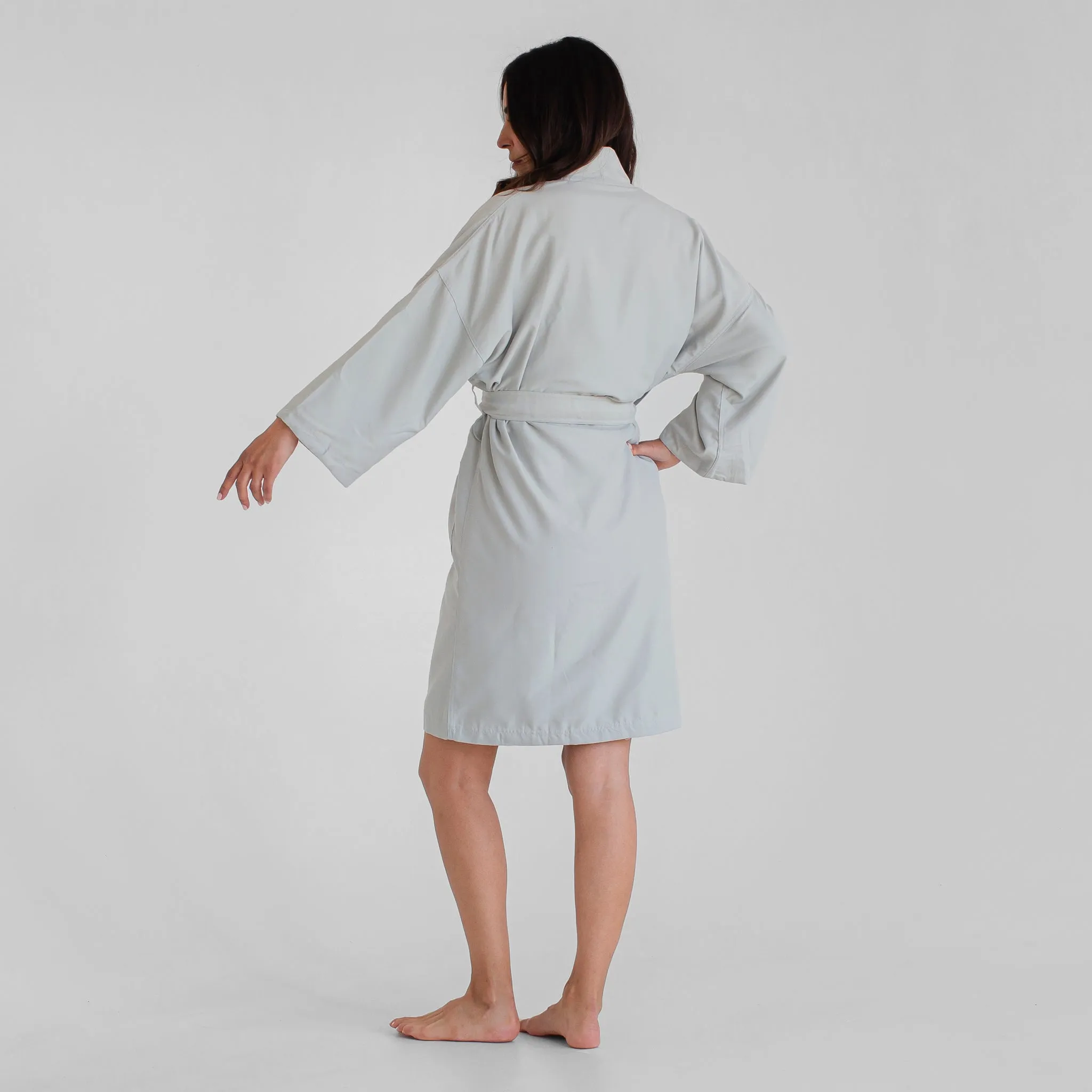 Kimono Plush Spa Robe - Sage/Ivory