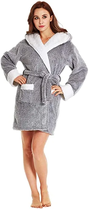 Koala Plush Purple Hooded Long Sleeve Robe