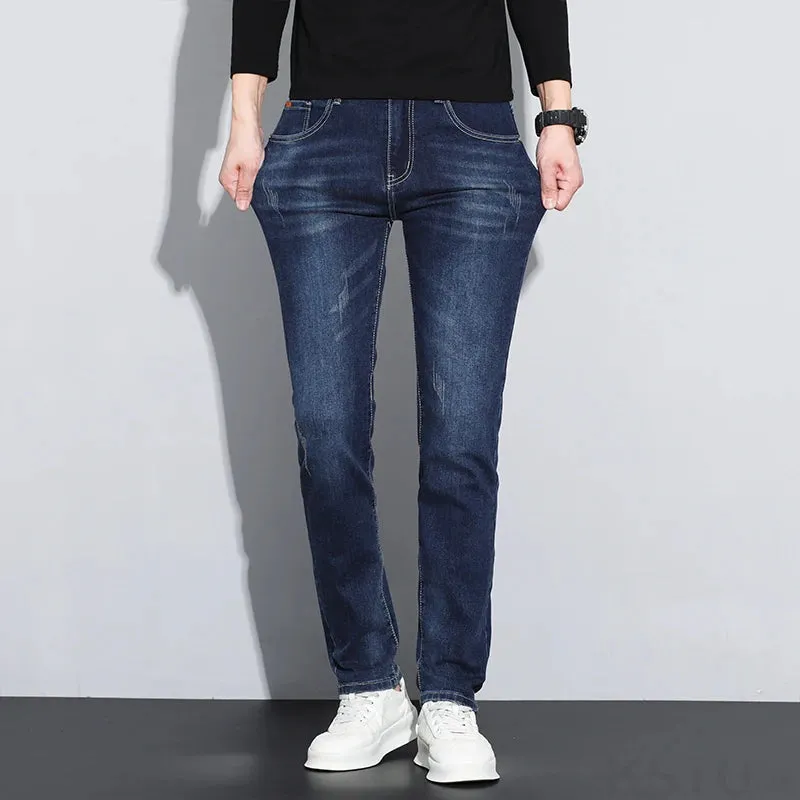 KSTUN Mens Jeans Brand Stretch Blue Jeans For Men Denim Pants Slim Straight Fashion Pockets Designer Men's Trousers Clothing