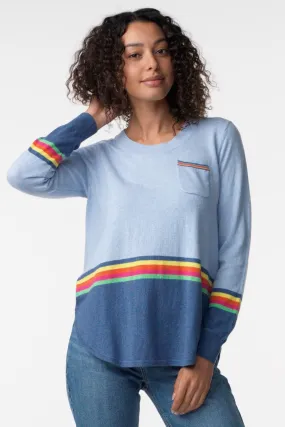 Light Blue Linear Rainbow Top