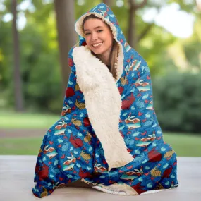 Livestock Show Rabbitts Southwest Design on Blue Background Hooded Blanket -All Over Print