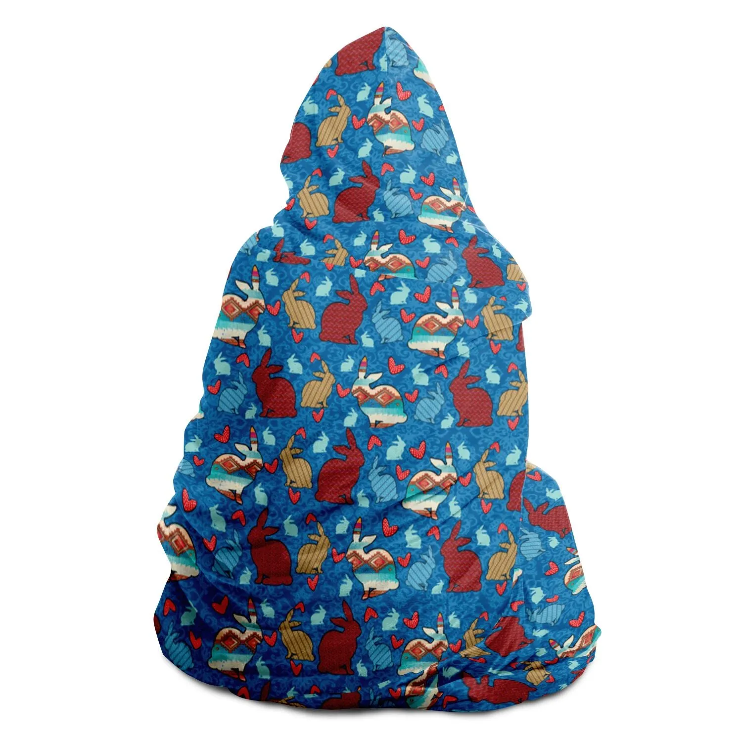 Livestock Show Rabbitts Southwest Design on Blue Background Hooded Blanket -All Over Print