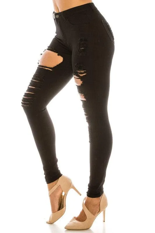 LO-177 high waist stretch destroyed skinny jeans