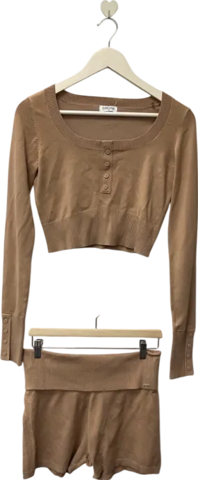 Lounge Beige Cropped Top and Shorts Set UK M