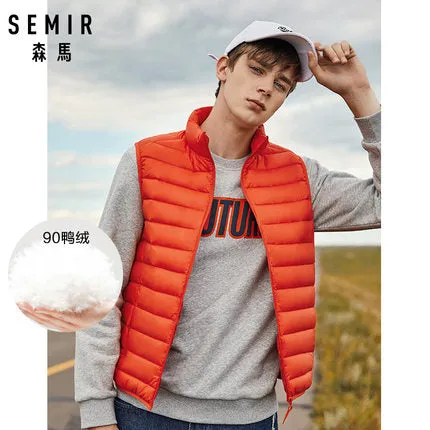Men Packable Puffer Vest With Stand-up Collar Men Padded Vest Lightweight Down Vest for Men Zip-up Vest Winter Clothes