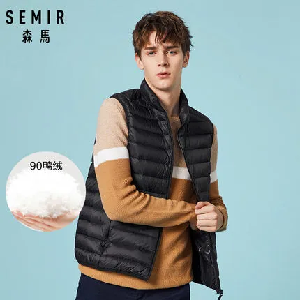 Men Packable Puffer Vest With Stand-up Collar Men Padded Vest Lightweight Down Vest for Men Zip-up Vest Winter Clothes