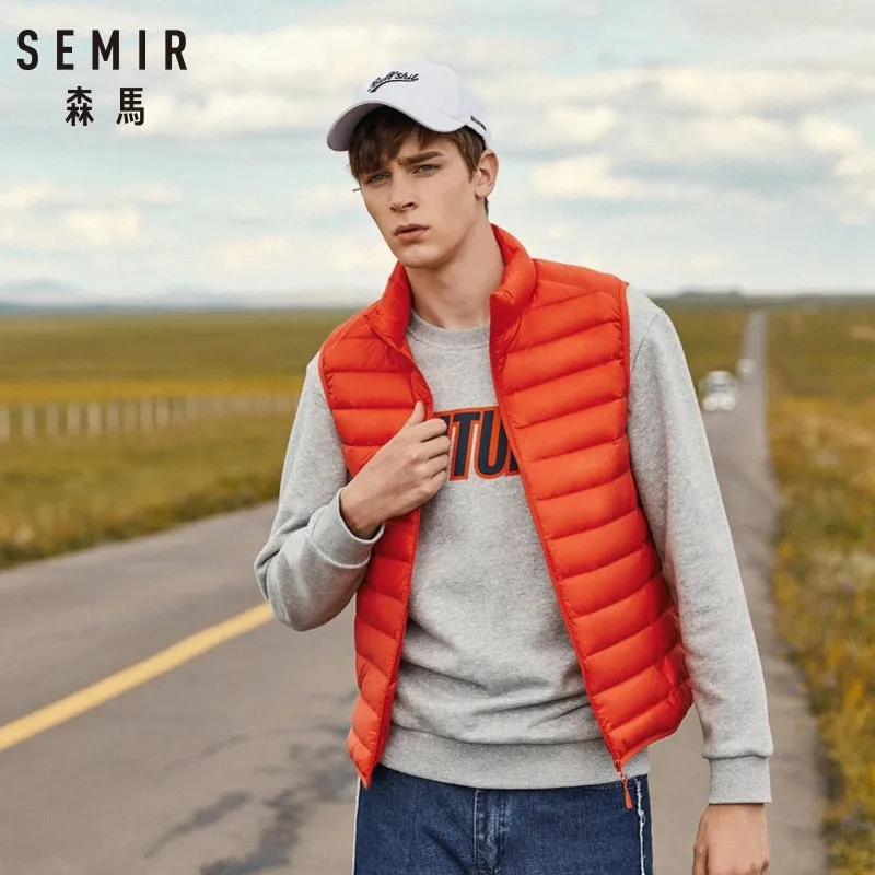 Men Packable Puffer Vest With Stand-up Collar Men Padded Vest Lightweight Down Vest for Men Zip-up Vest Winter Clothes
