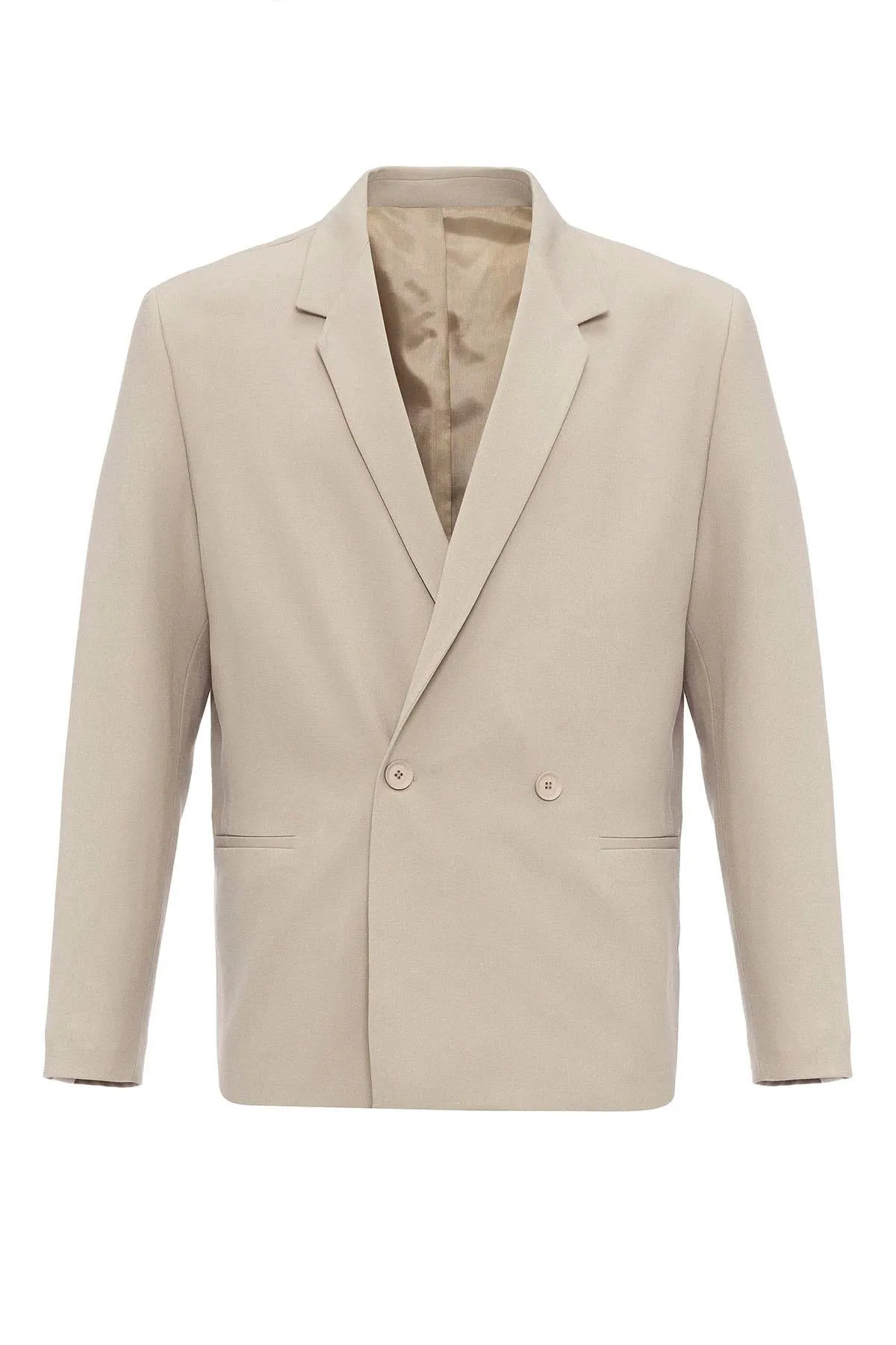 Men's Stone Single-Button Double-Breasted  Blazer - Wessi