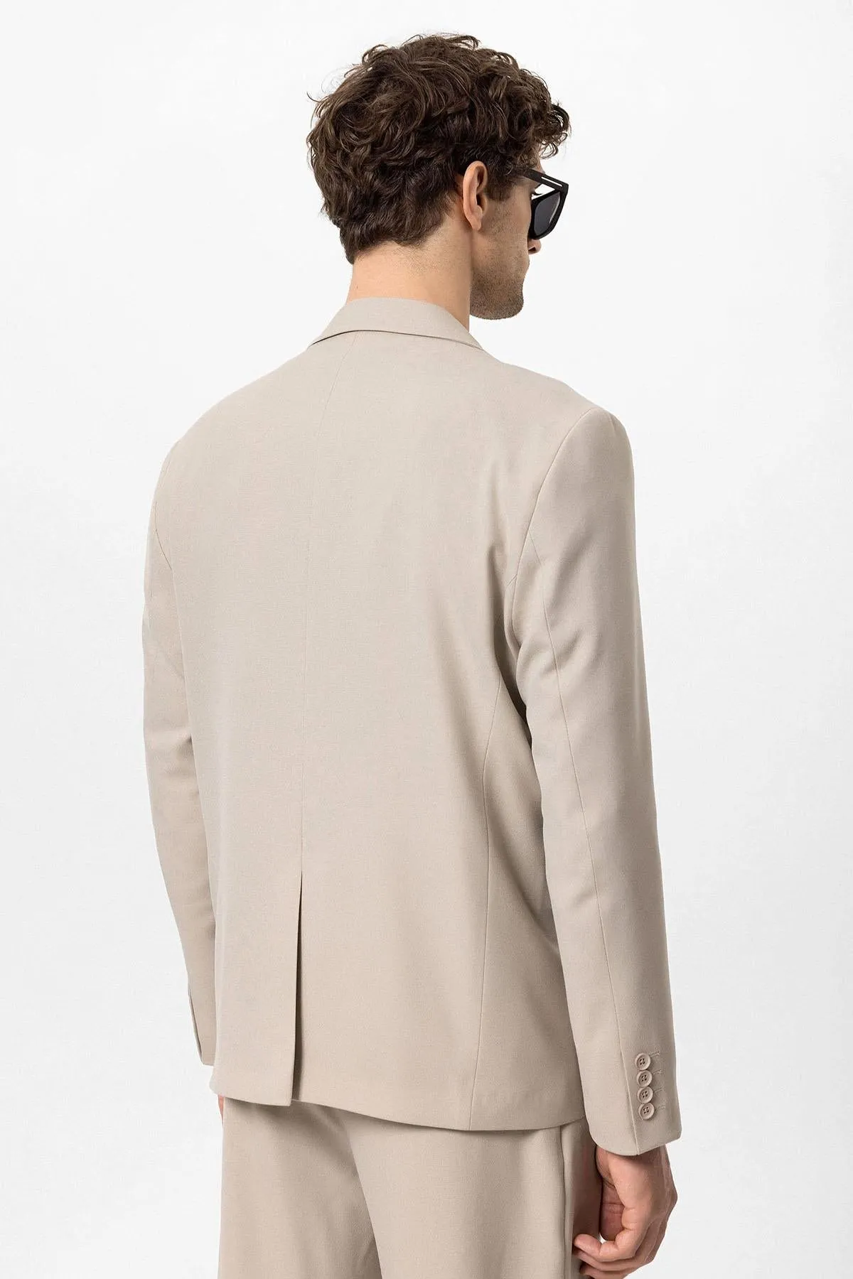 Men's Stone Single-Button Double-Breasted  Blazer - Wessi