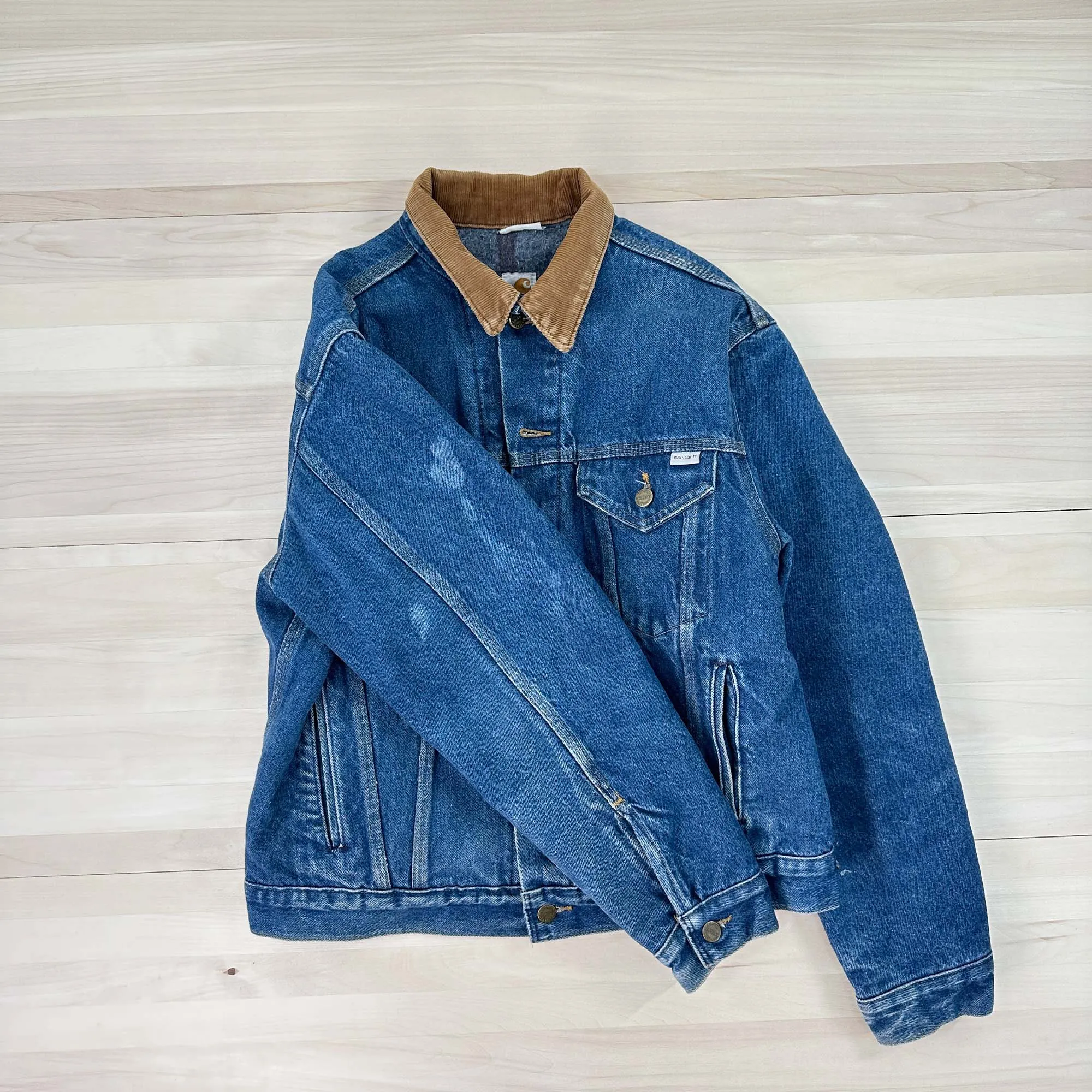 Men's Vintage Carhartt Trucker Jean Jacket From 1989 100 Year Anniversary -S/M