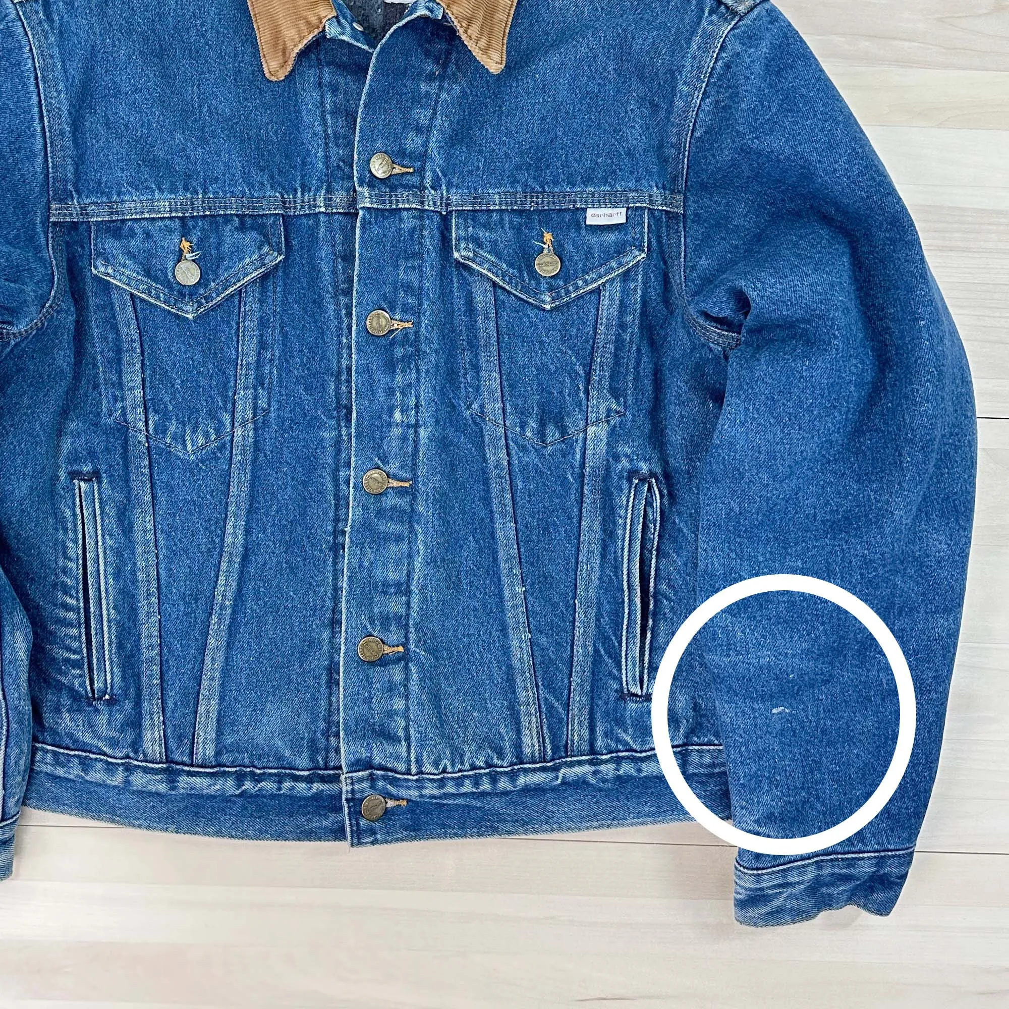 Men's Vintage Carhartt Trucker Jean Jacket From 1989 100 Year Anniversary -S/M