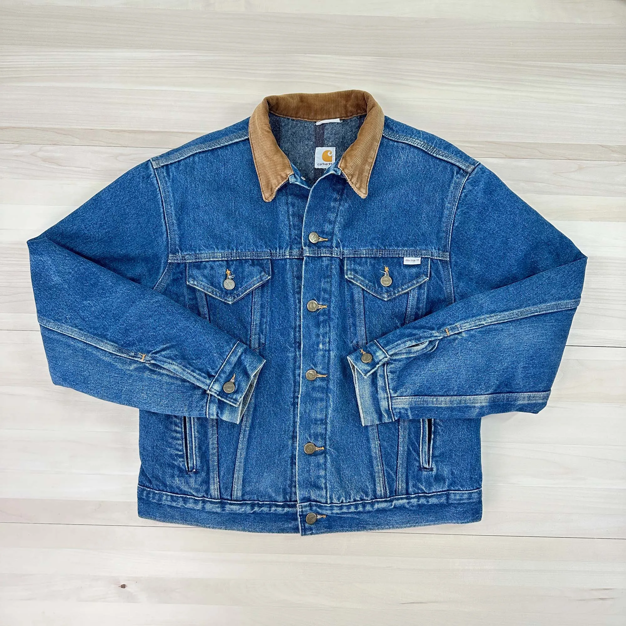 Men's Vintage Carhartt Trucker Jean Jacket From 1989 100 Year Anniversary -S/M