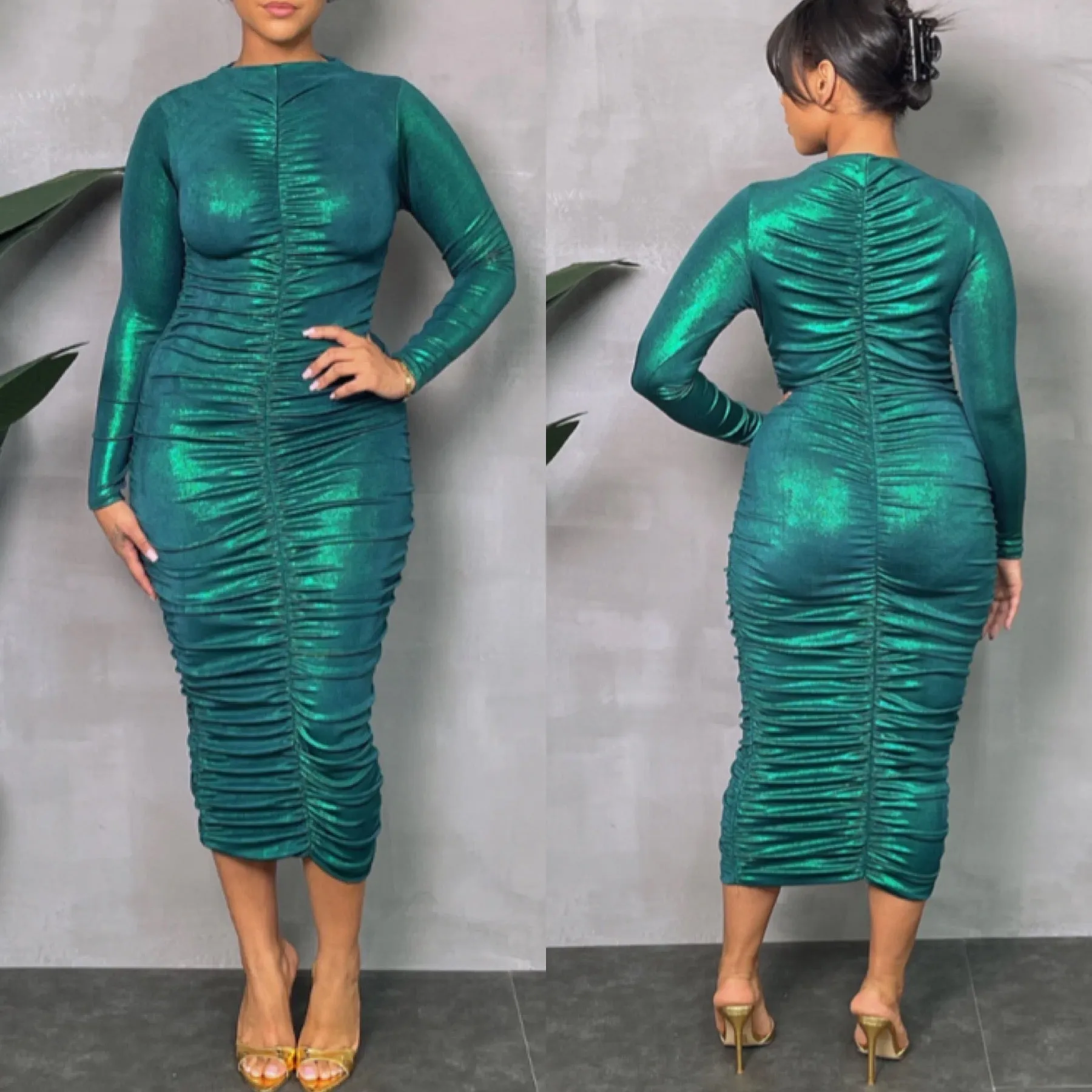 Metallic Ruched BodyCon