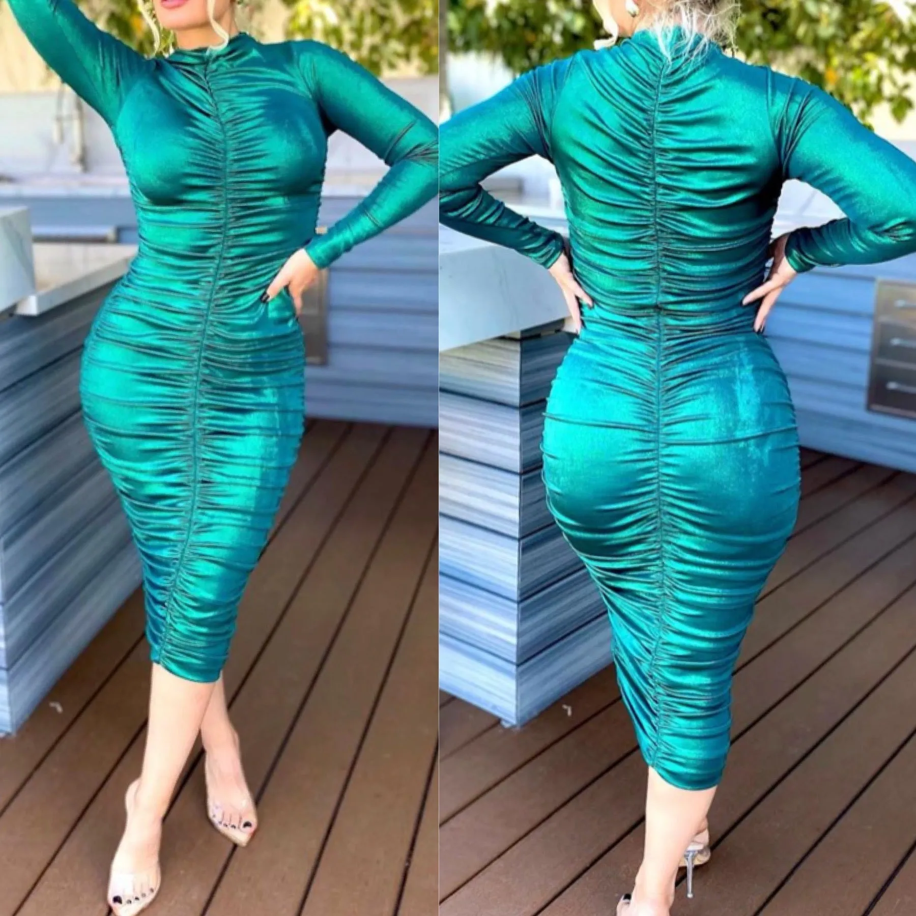 Metallic Ruched BodyCon