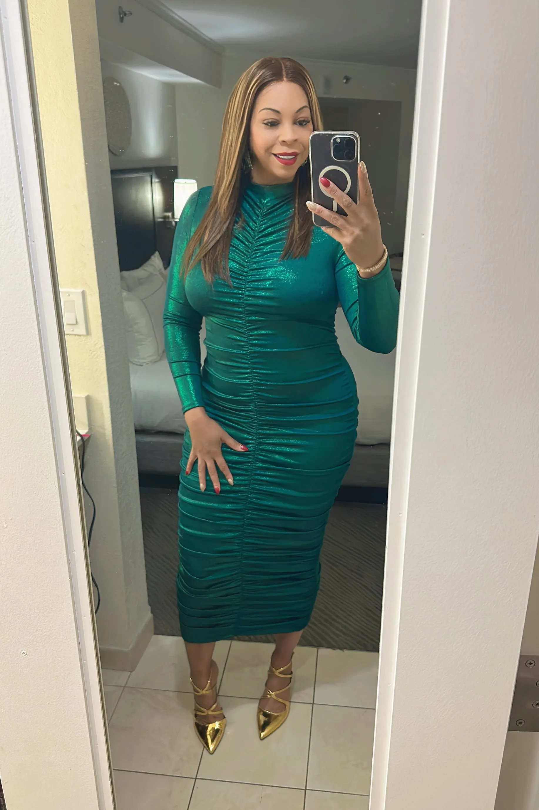 Metallic Ruched BodyCon