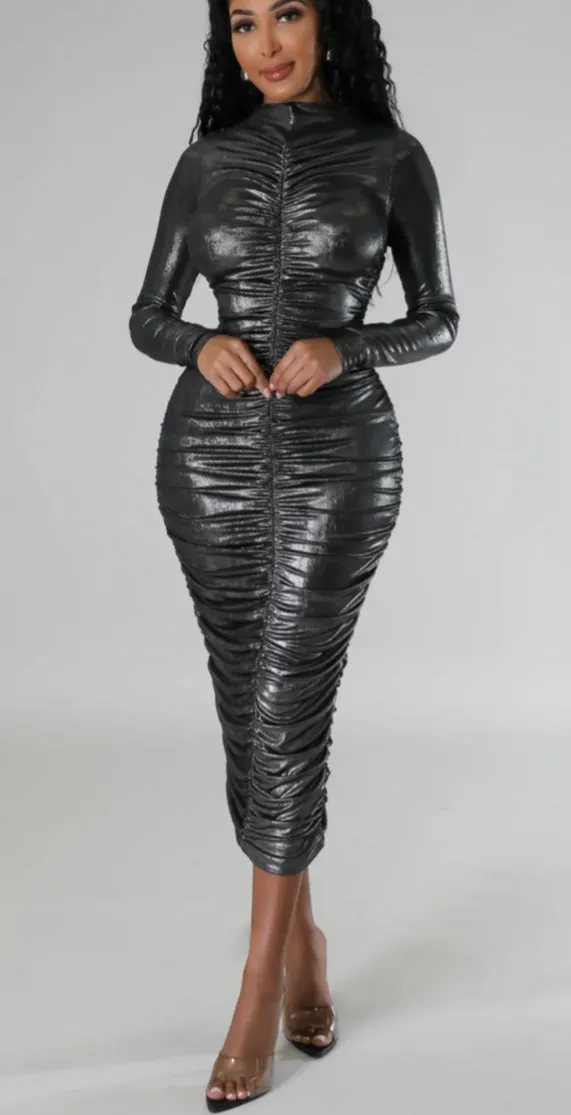 Metallic Ruched BodyCon