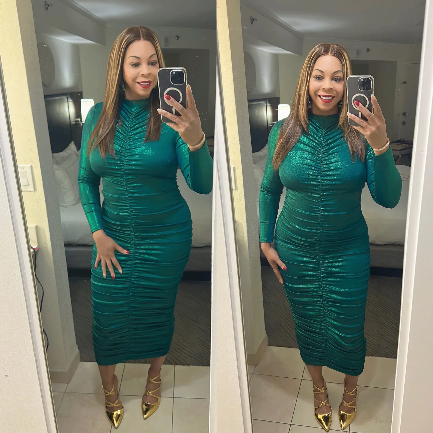 Metallic Ruched BodyCon