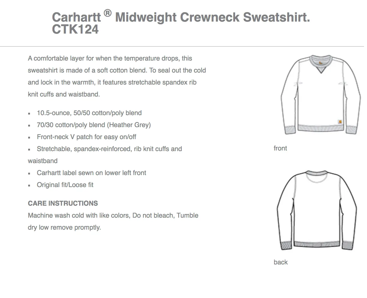 Middlebury Carhartt Crewneck Sweatshirt (navy)