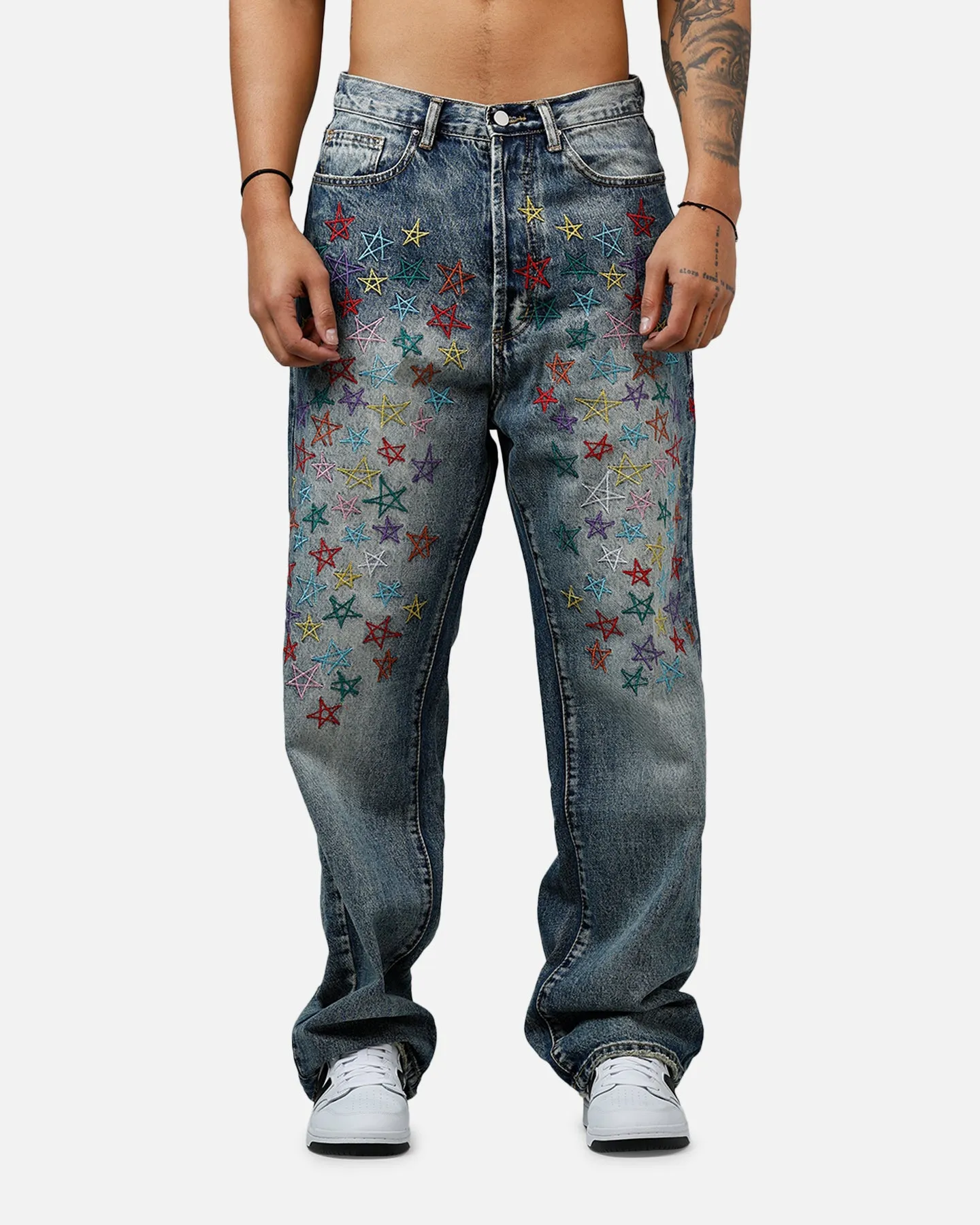 MNML Ultra Baggy Star Denim Jeans Vintage Blue