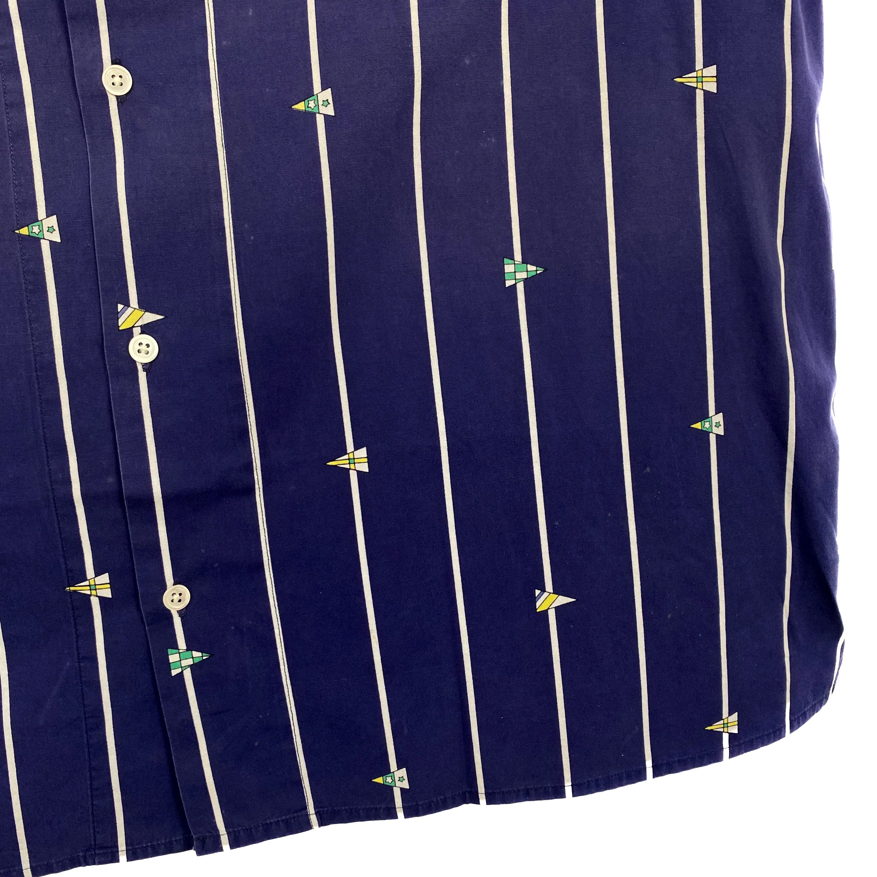 NAUTICA Bold Multi Striped Nautical Repeat Pattern Short Sleeve Shirt