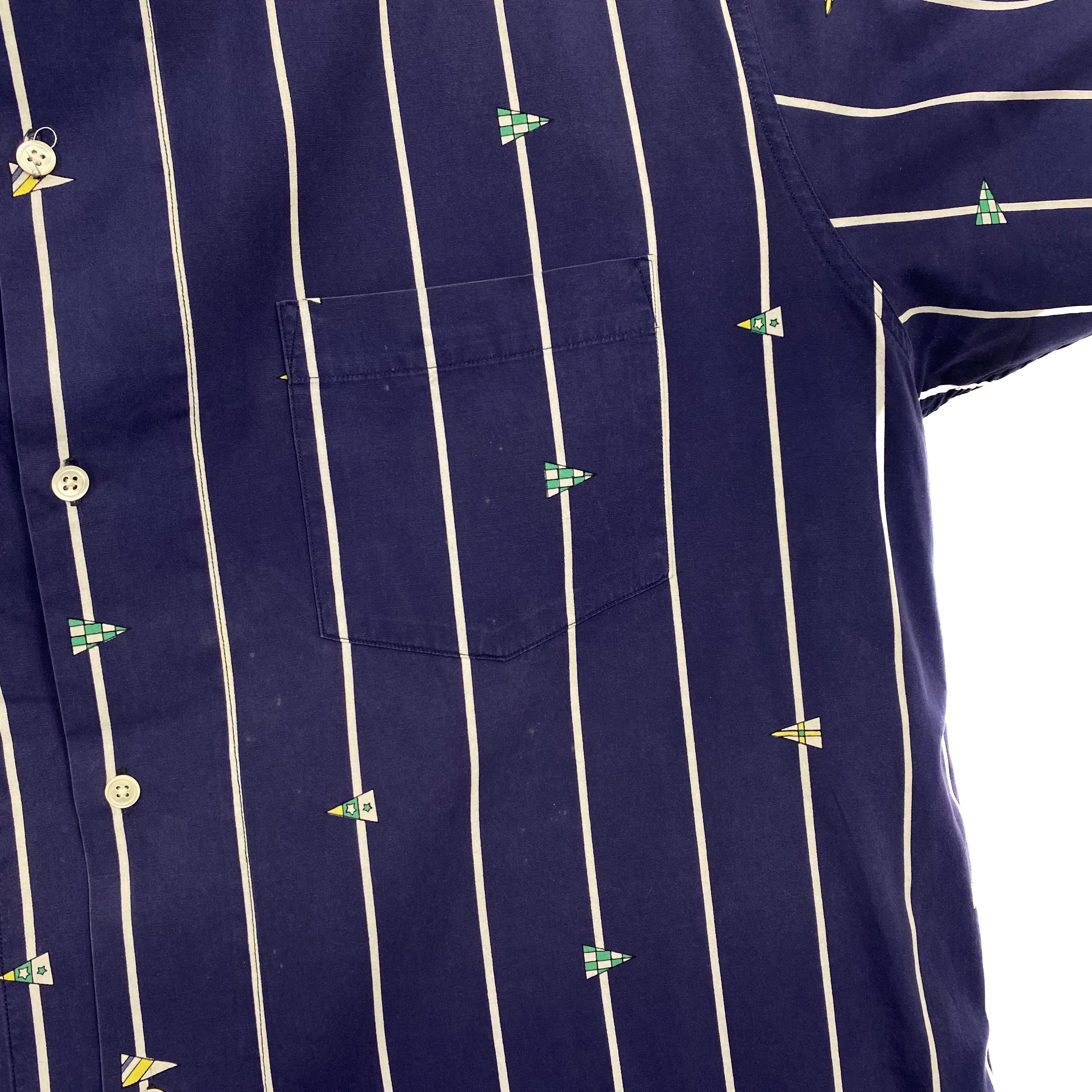 NAUTICA Bold Multi Striped Nautical Repeat Pattern Short Sleeve Shirt