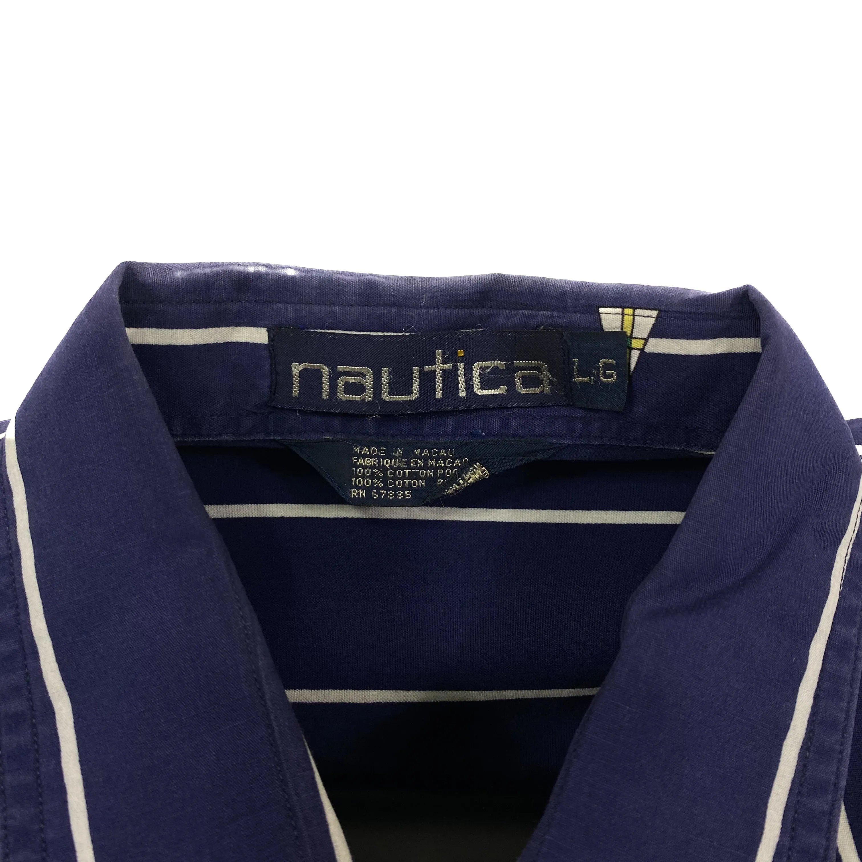 NAUTICA Bold Multi Striped Nautical Repeat Pattern Short Sleeve Shirt