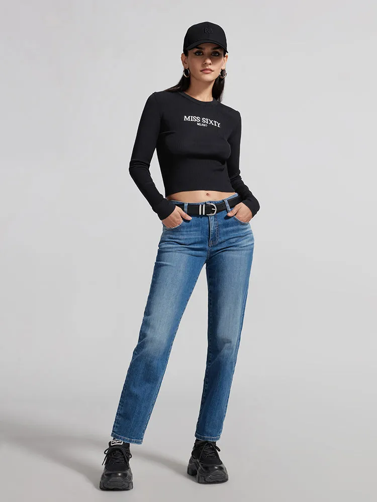 Navy Blue Straight Fit Jeans