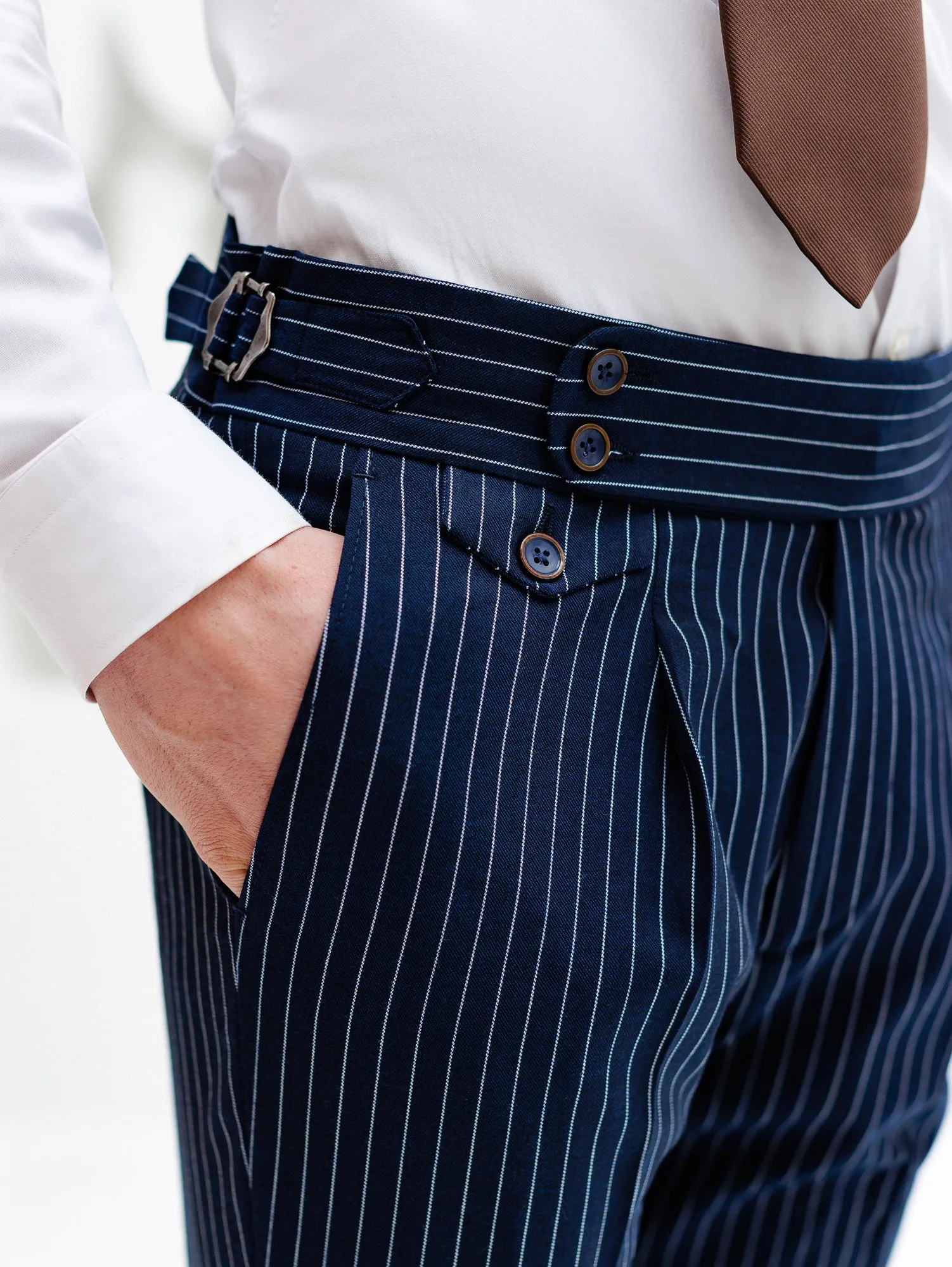 Navy Striped Double Breasted Suit 2-Piece