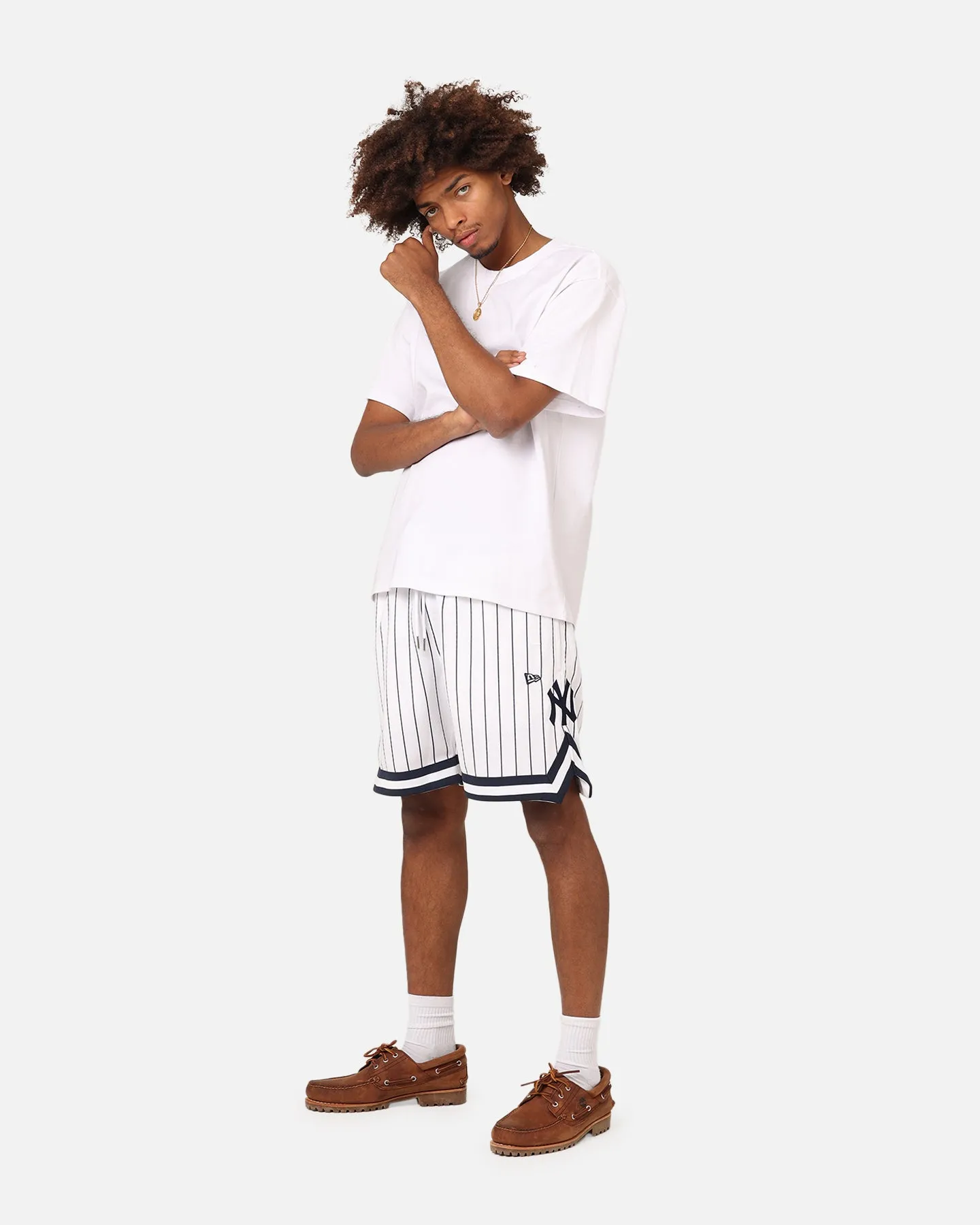 New Era New York Yankees Mesh Shorts White Pinstripe