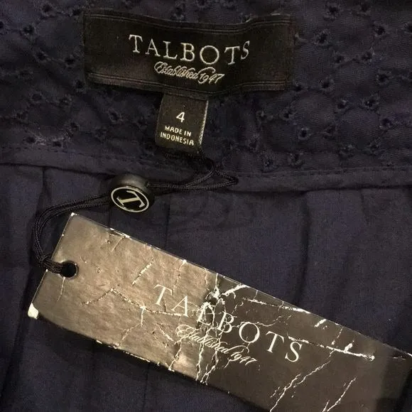 *NEW* TALBOTS Navy Blue Embroidered Cotton Shorts Size 4