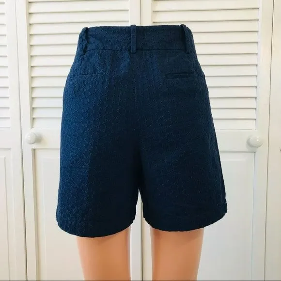 *NEW* TALBOTS Navy Blue Embroidered Cotton Shorts Size 4