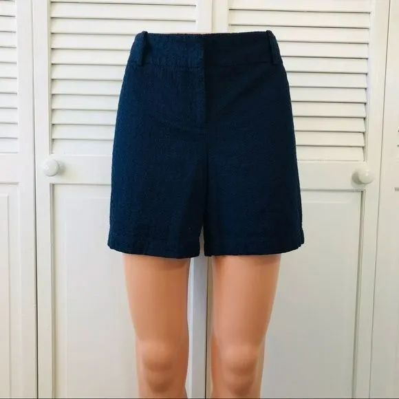 *NEW* TALBOTS Navy Blue Embroidered Cotton Shorts Size 4