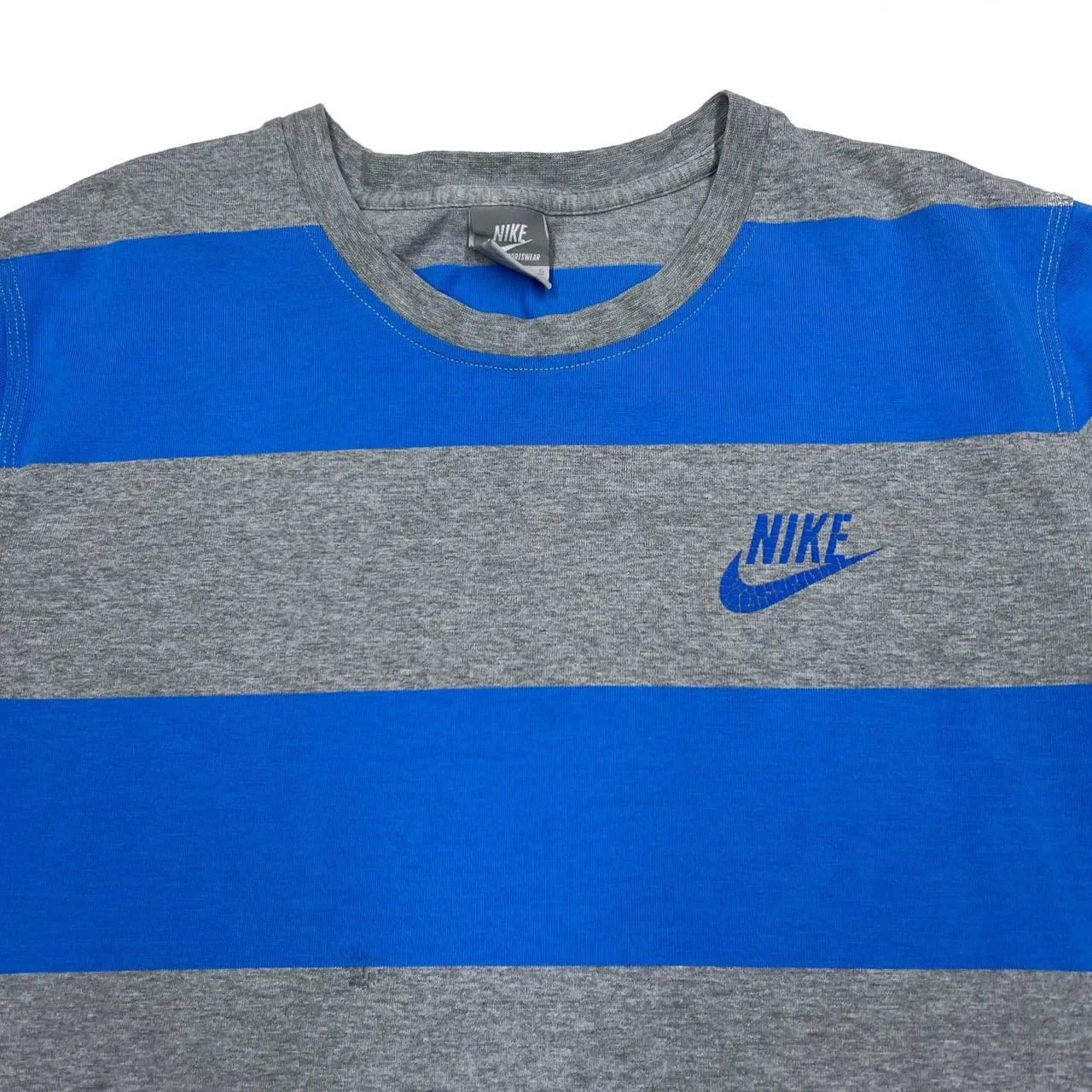 NIKE Classic Mini Logo Spellout Graphic Colour Block Striped T-Shirt
