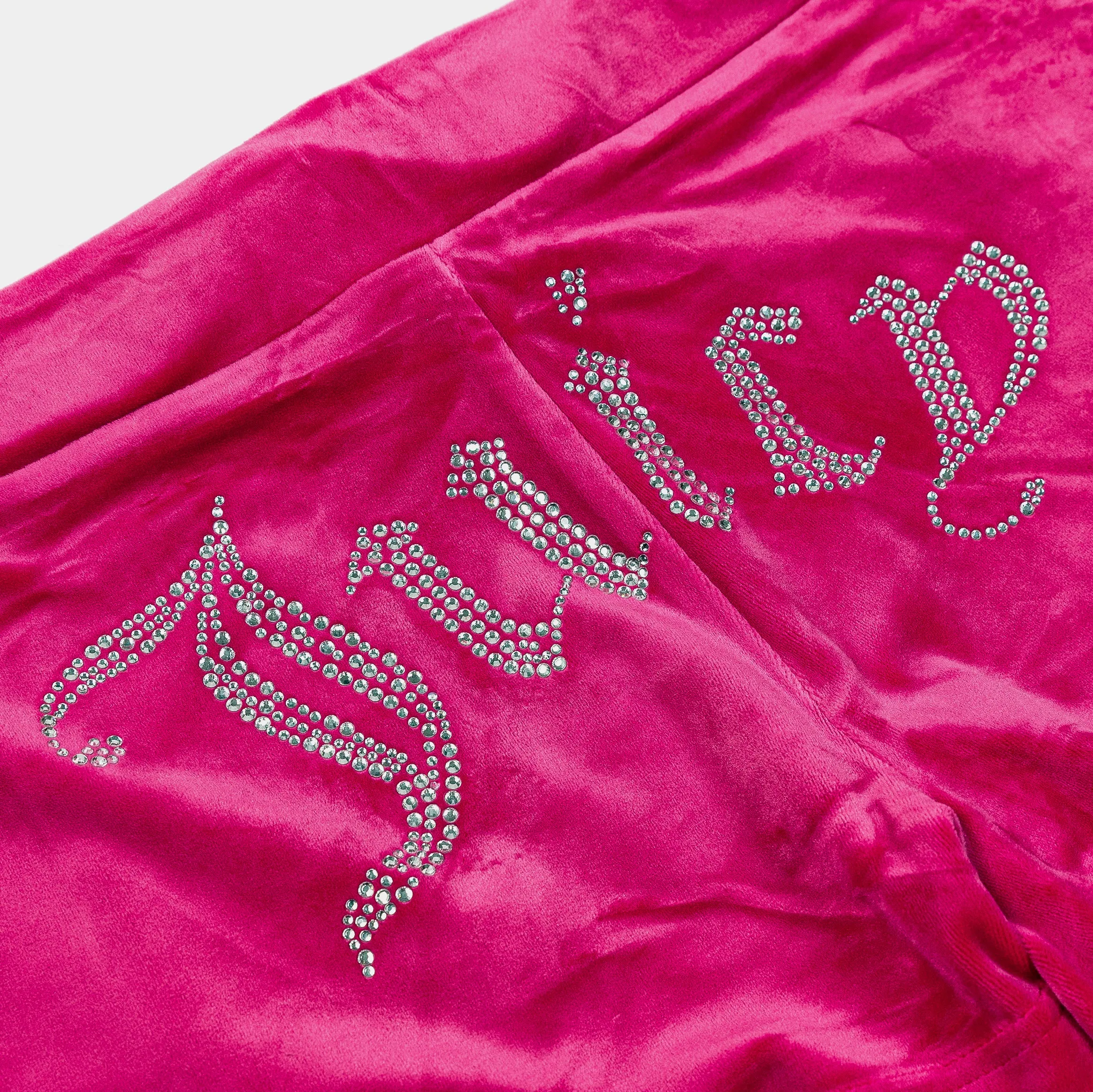 OG Bling Velour Womens Shorts (Hot Pink)