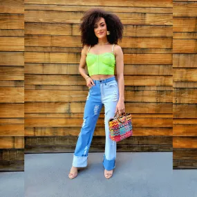 Opposites Attract Cuffed Jeans