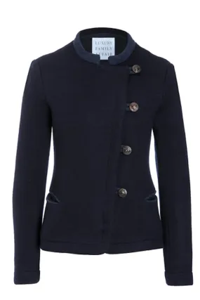 OTTOMAN Dark Blue Wool Asymmetrical Hunters Jacket