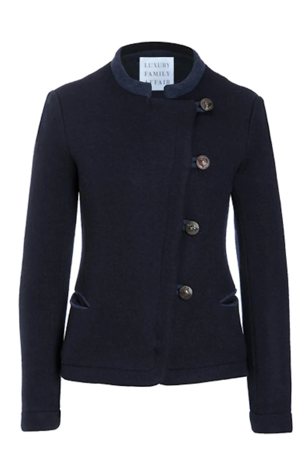 OTTOMAN Dark Blue Wool Asymmetrical Hunters Jacket