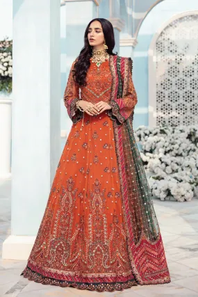 Party Wear Pakistani Long Dress in Rust Shade #PF475