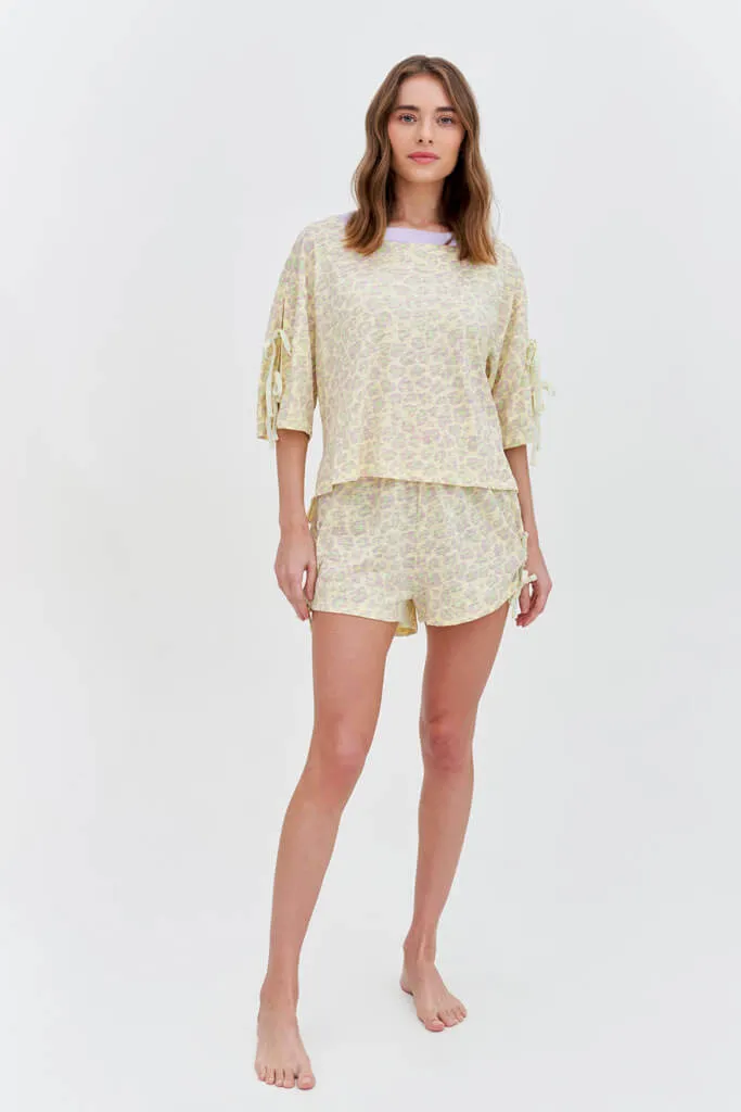 Pastel Cheetah Tie-Up Cropped Top