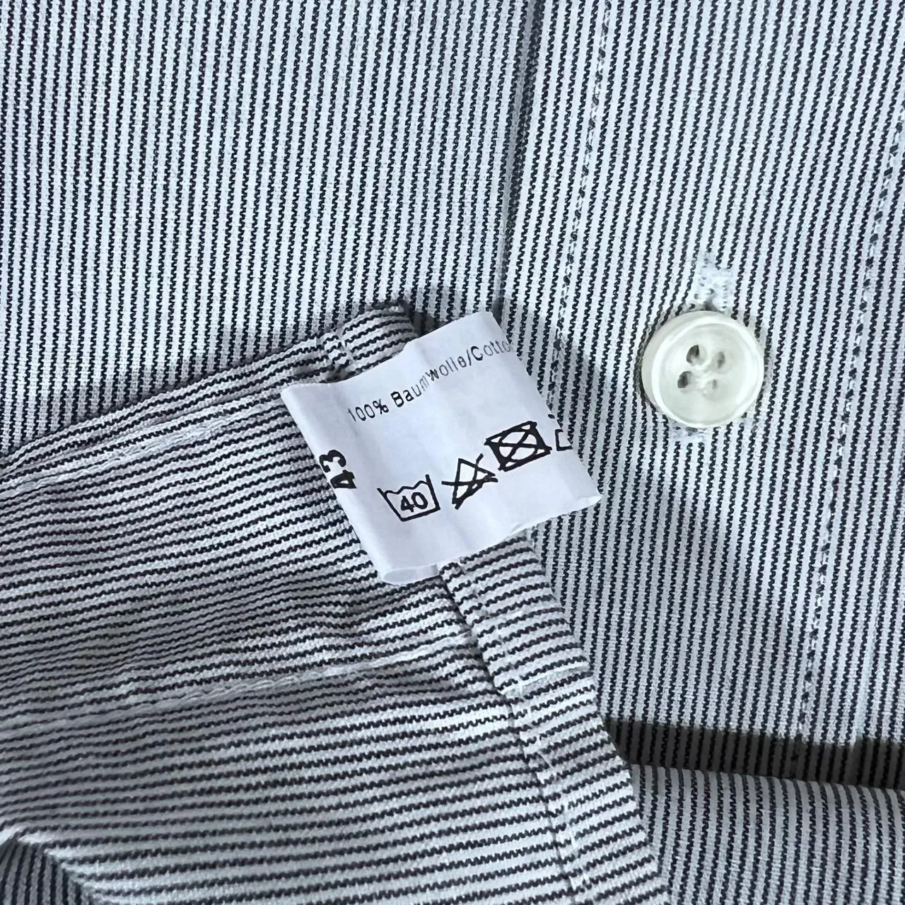 PAUL SMITH Classic Essential Blue White Micro Striped Short Sleeve Cotton Shirt