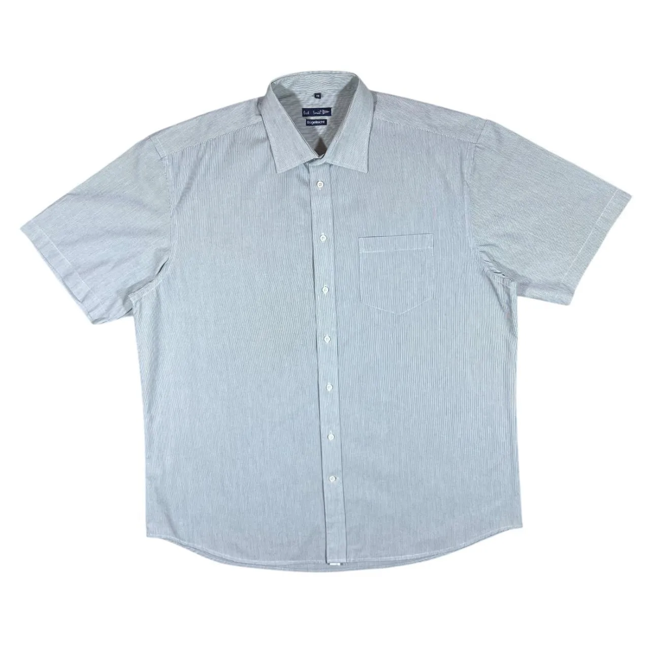 PAUL SMITH Classic Essential Blue White Micro Striped Short Sleeve Cotton Shirt