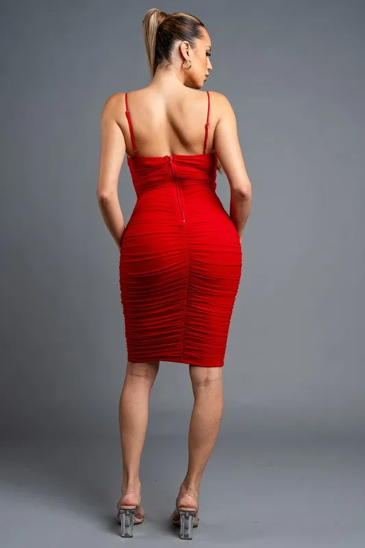 Pearl Sweetheart Ruched Dress