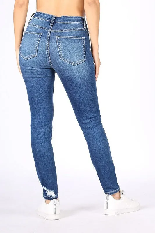 Peyton High Waisted Button Front Skinny Stretch Jeans