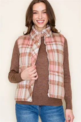 Pink Plaid Vest - FINAL SALE