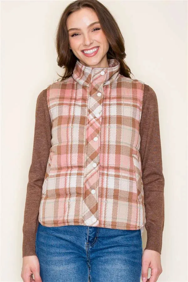 Pink Plaid Vest - FINAL SALE