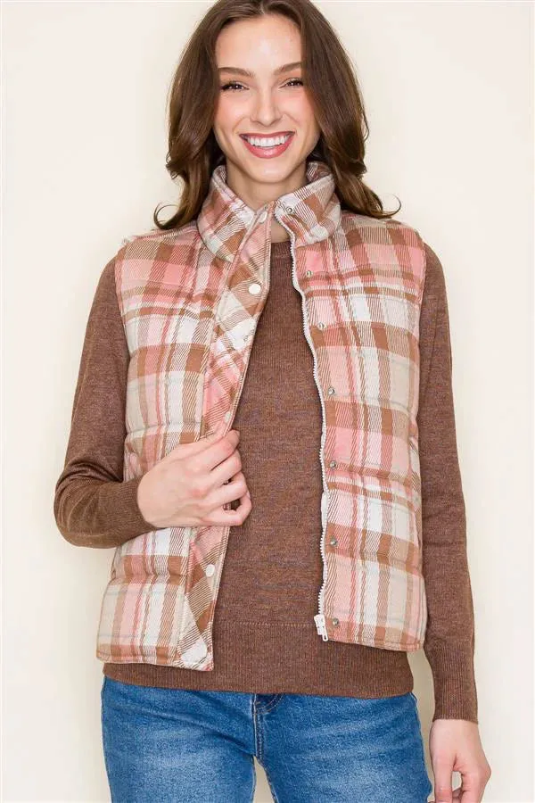 Pink Plaid Vest - FINAL SALE